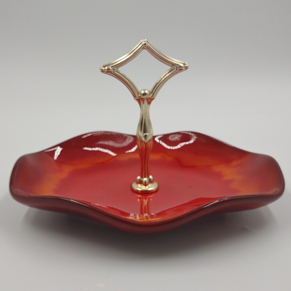 Blue Mountain Pottery Red & Orange Tidbit Tray Canada Redware